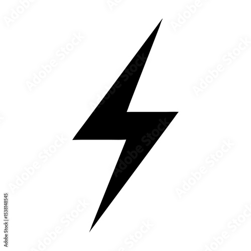 A simple black lightning bolt design isolated on a plain white background image view