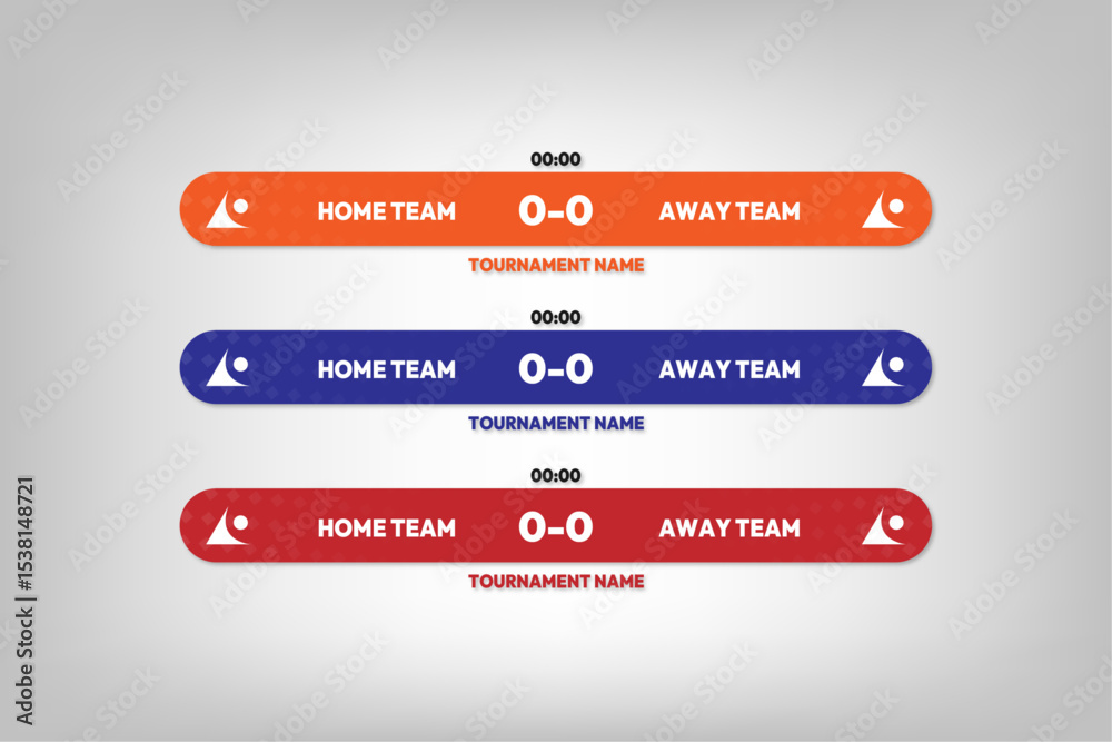 Fototapeta premium a set of different sports game banner options for broadcasting the game orange blue red