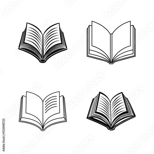 Vector illustration of four open books depicting education and literature concepts