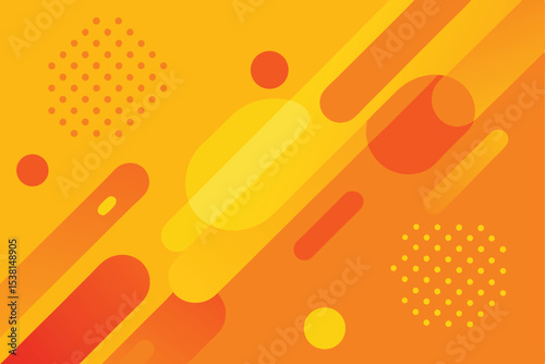 Modern Orange and Yellow Geometric Pattern Background with Circles and Stripes Design Illustration
