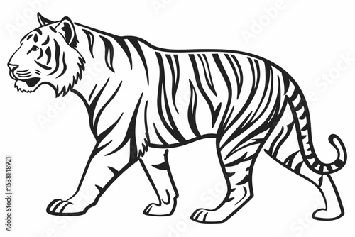 Wild animal tiger silhouette EPS vector isolated illustration template on a white background