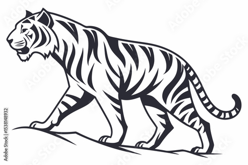 Wild animal tiger silhouette EPS vector isolated illustration template on a white background