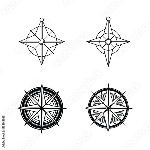Elegant compass rose designs collection featuring varied styles for nautical navigation and travel