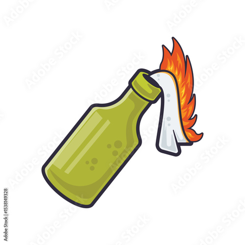 cartoon vector illustration of molotov cocktail bottle