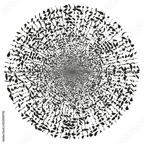 Dot shape icon. Radial circular pattern. Abstract dotted figure. Vector black form.