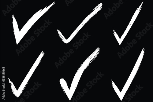 Check mark drawing accepted line clipart symbol. Dirty grunge stroke checkmark sign vector illustration.