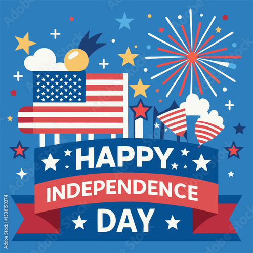 4th july independence day  icon on transparent background