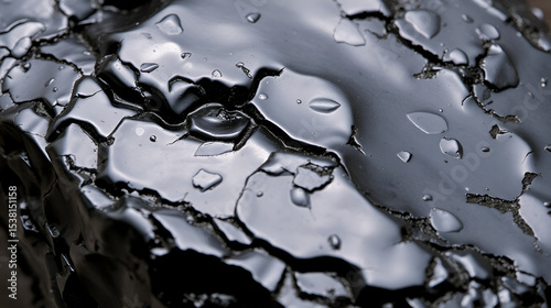 Polished tektite with a dark, glossy finish, displayed in a close-up shot that emphasizes its natural texture and reflective properties.