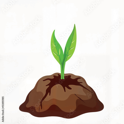 Emerging sprout in cracked soil, symbol of growth and resilience