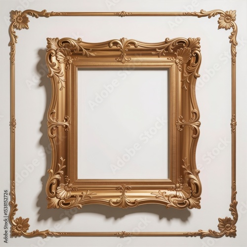 Ornate gold frame with decorative border on white