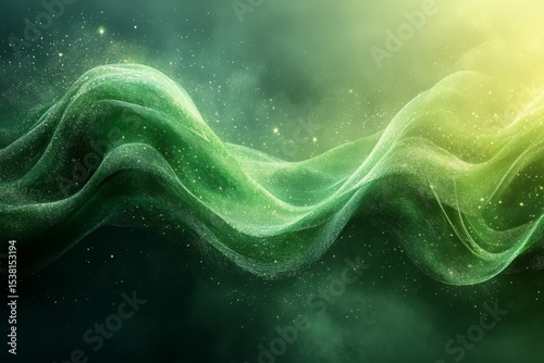 Dynamic Abstract Green Waves Background