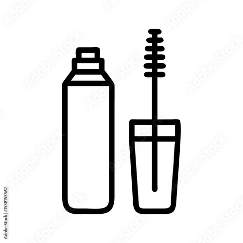 Minimalist black outline vector icon of a mascara tube, symbolizing beauty, cosmetics, and makeup application in a clean and elegant design
