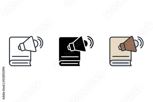 audiobook icons isolated on White Background. Flat style design
