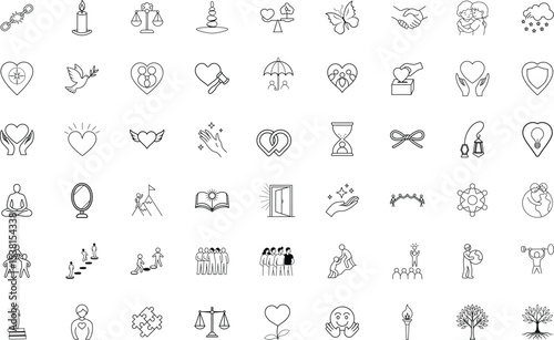 Diverse Illustrations of Abstract Concepts Featuring Symbols of Connection Harmony and Personal Growth Promoting Unity and Well being Representing Values and Ideals