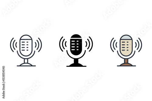 podcast icons isolated on White Background. Flat style design
