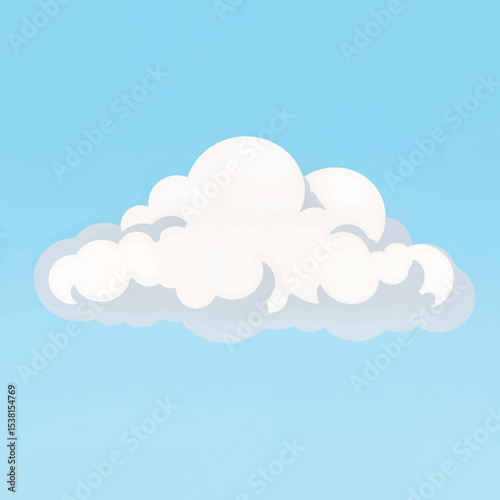Fluffy white cloud floating in blue sky, serene tranquility