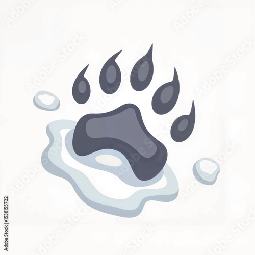 Squirrel footprint in snow, flat vector illustration design