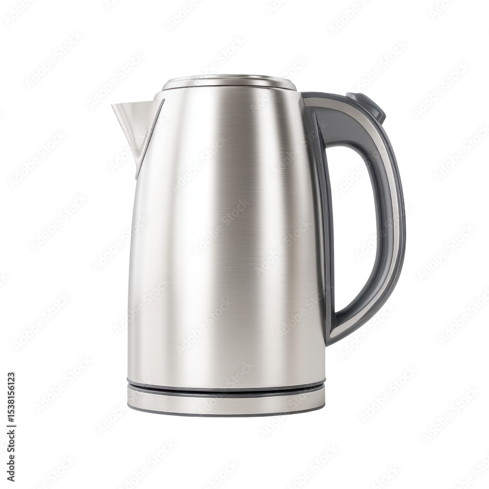 Sleek Stainless Steel Electric Kettle with Ergonomic Handle and Modern Design for Efficient Boiling Transparent background or png Sleek Stainless Steel Electric Kettle with Ergonomic Handle and Modern Design for Efficient Boiling Transparent background or png