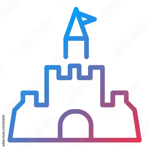 Sand Castle Line Icon Style