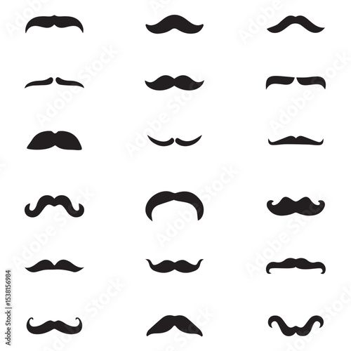 mustache collection with black color. set of mustache. collection of mustaches