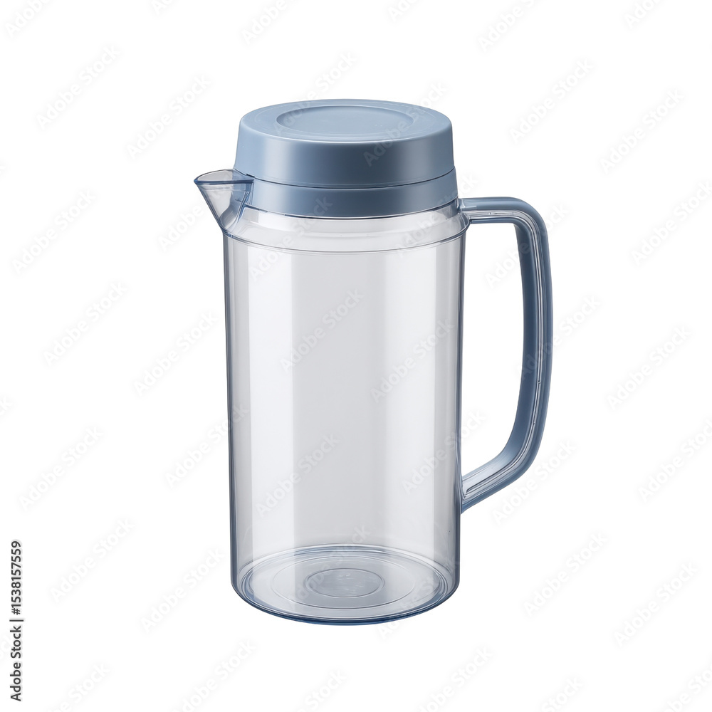 Transparent pitcher with a blue lid ideal for serving beverages in a modern kitchen or dining setting Transparent background or png Transparent pitcher with a blue lid ideal for serving beverages in a modern kitchen or dining setting Transparent background or png