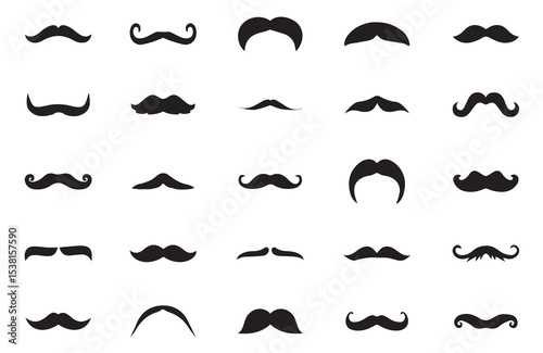 mustache icons set. set of mustaches. Black moustache isolated on white background