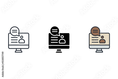 online teaching icons isolated on White Background. Flat style design
