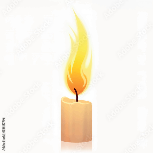 Bright candle flame glowing warmly, symbol of hope