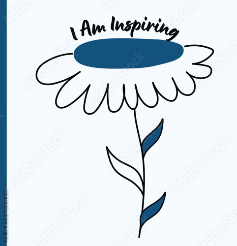 Minimalist hand-drawn flower doodle empowering affirmation 