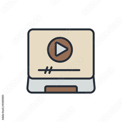 video tutorial icons isolated on White Background. Flat style design