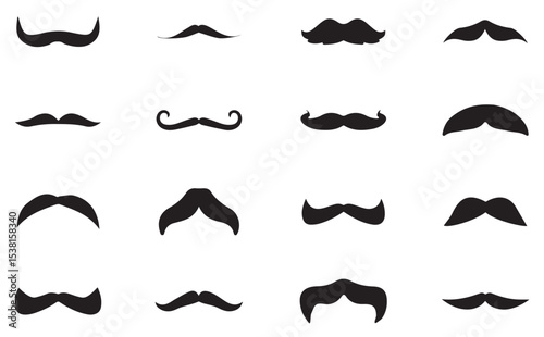 mustache icon collection. Set of black man mustache icons