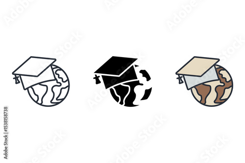 global education icons isolated on White Background. Flat style design