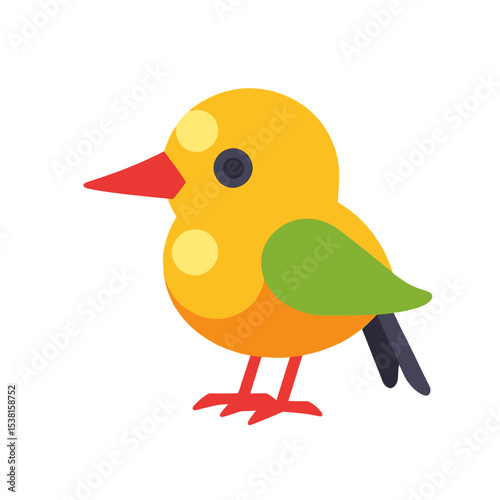 Colorful Cartoon Bird Illustration Isolated