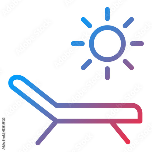 Sun Bed Line Icon Style