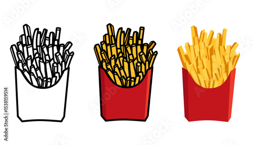 french fries vector illustration set.