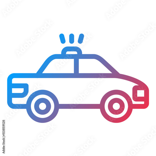 Police Car Line Icon Style