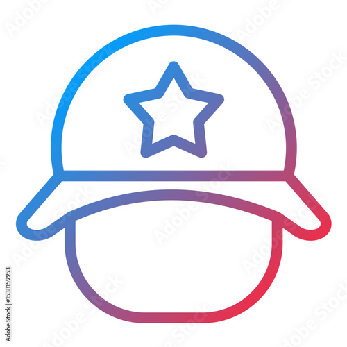 Police Helmet Line Icon Style