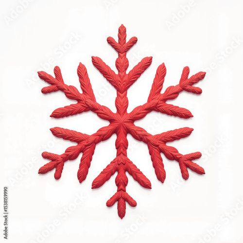 Red decorative snowflake illustration on white background, winter decor