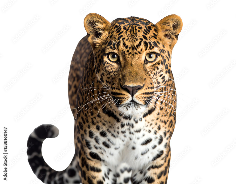 Obraz premium A majestic leopard with striking spots and gaze.