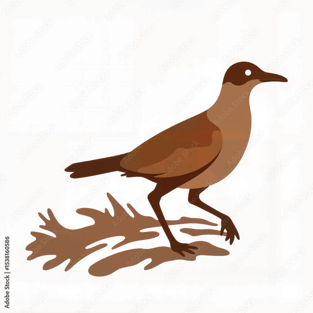 Fototapeta premium Vector illustration of bird track in mud on white background, nature