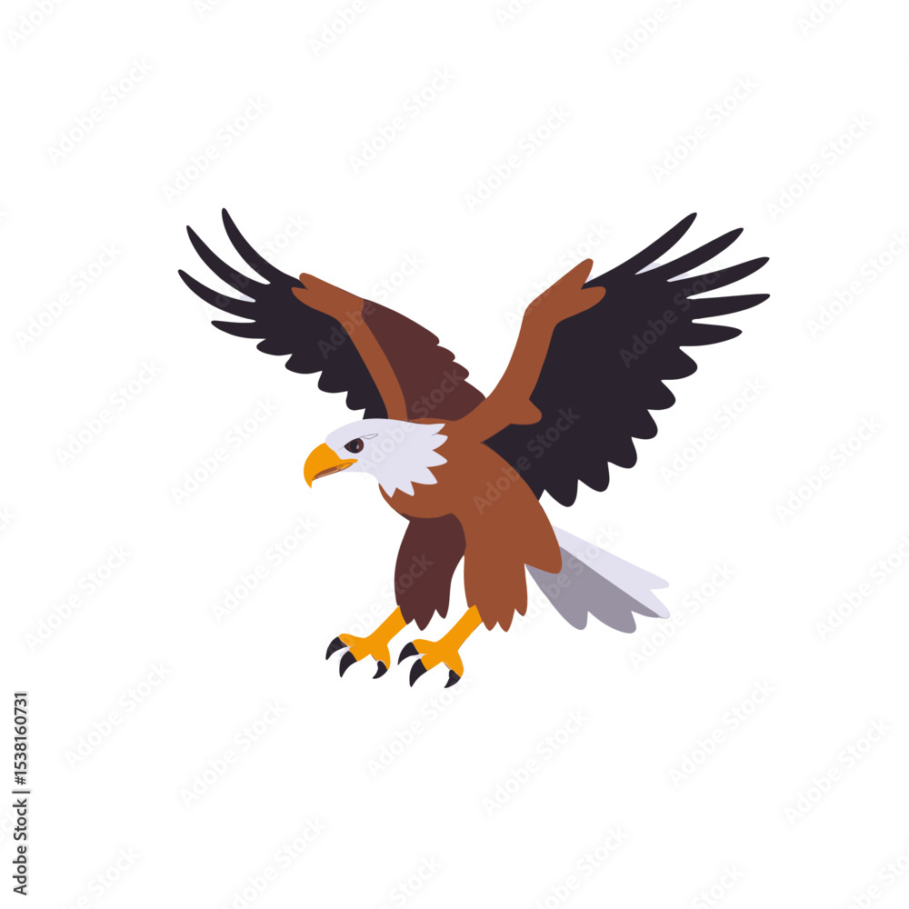 Fototapeta premium Eagle Flying Majestic Bird of Prey Wildlife Icon Illustration