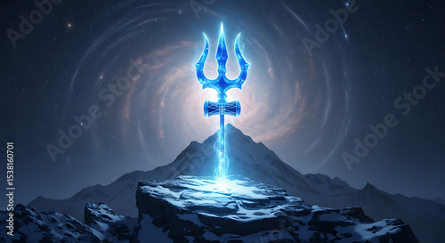 Celestial Trident: Shiva's Blessing on Snowy Peaks