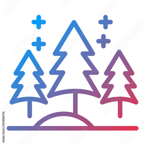 Snow Forest Line Icon Style