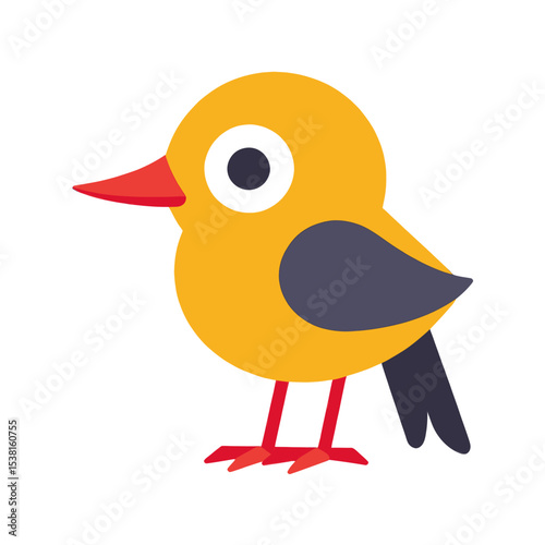 Cute Yellow Bird Cartoon Mascot Isolated White Background