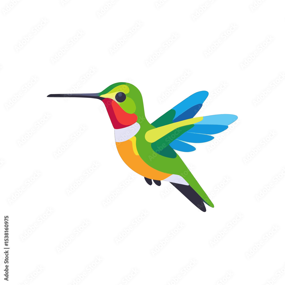 Fototapeta premium Colorful Hummingbird Illustration Flying Bird Vector Graphic Design