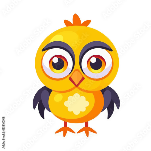 Cute Yellow Chick Cartoon Mascot Character Illustration