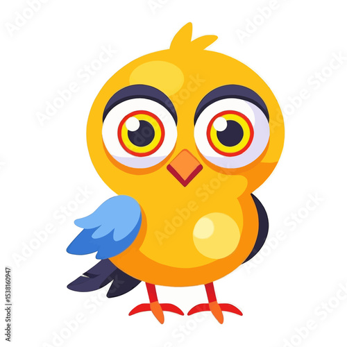 Cute Yellow Bird Cartoon Mascot Design Illustration