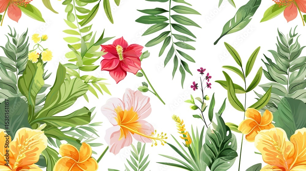 Fototapeta premium White Background Herbaceous and Floral Plants – a fresh and natural visual. The white background highlights the delicate details of herbaceous and floral plants, creating a clean and elegant botanical