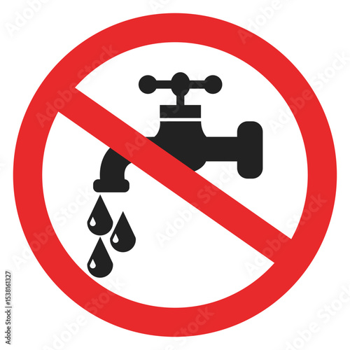 Isolated illustration silhouette sign do not waste water education on water scarcity or drought 
