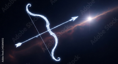 Sagittarius Zodiac Sign in Space with Bow and Arrow